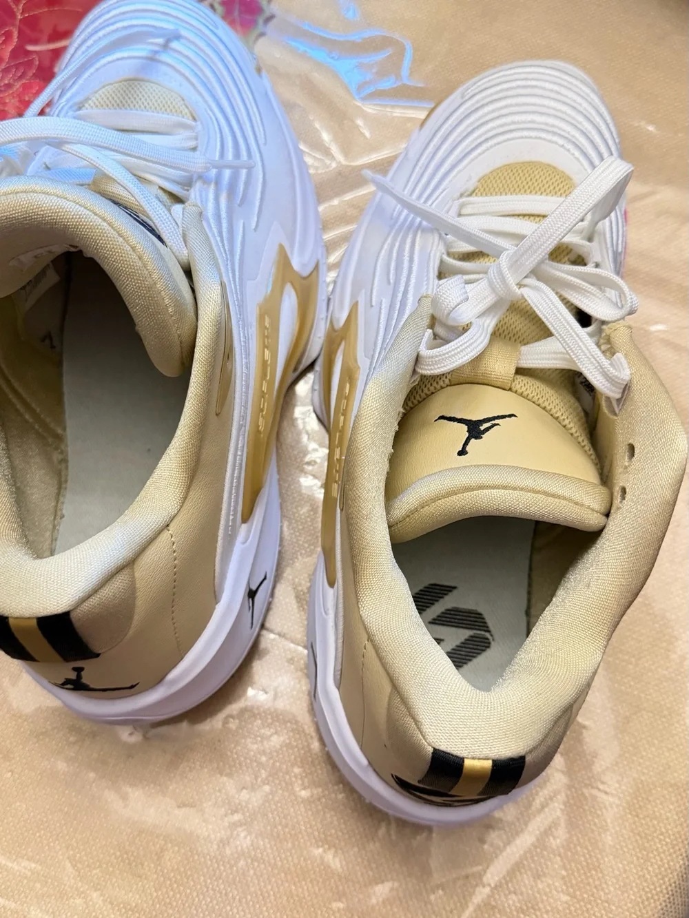 Jordan Luka 4 “El Matador” White / Gold / Pink Floral Basketball Shoes